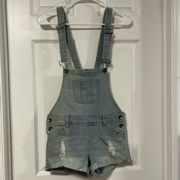 Empyre Pants - Empyre Madelyn Overall Shorts Distressed Denim